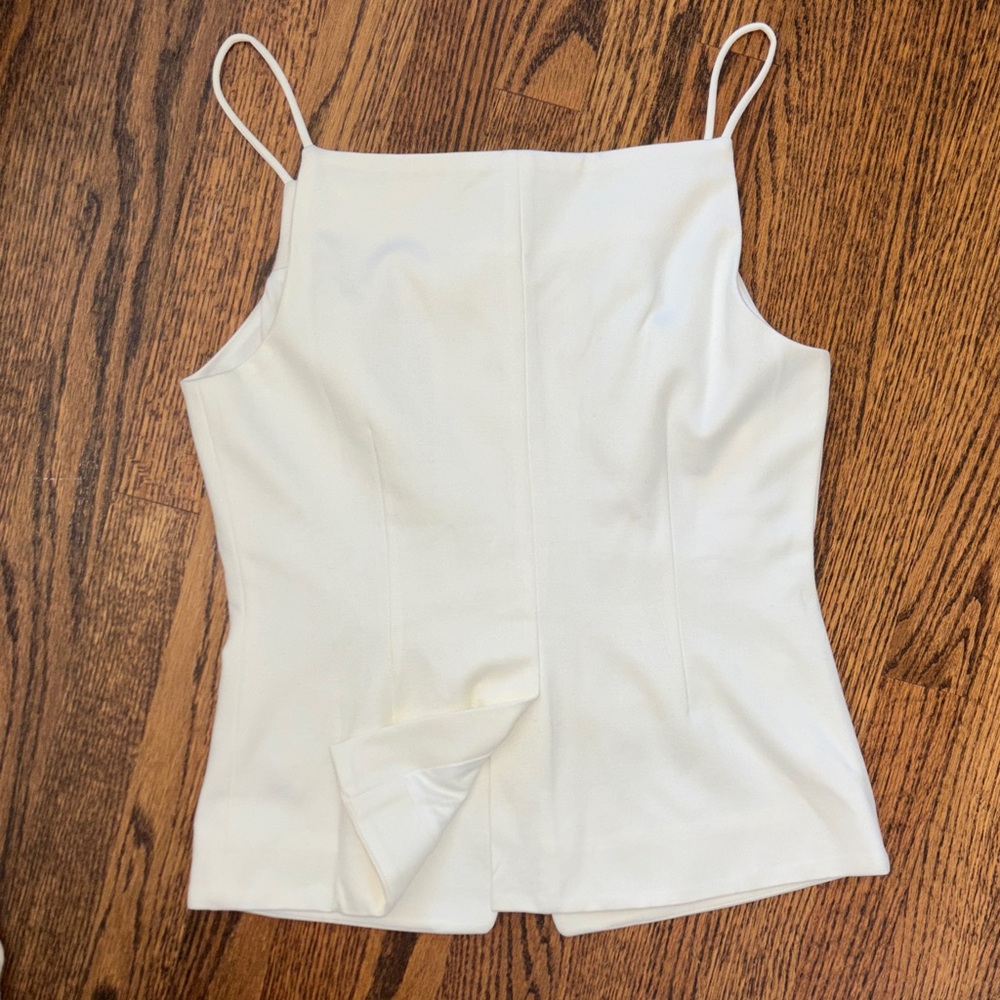 White Button-Front Spaghetti Strap Top - image 3